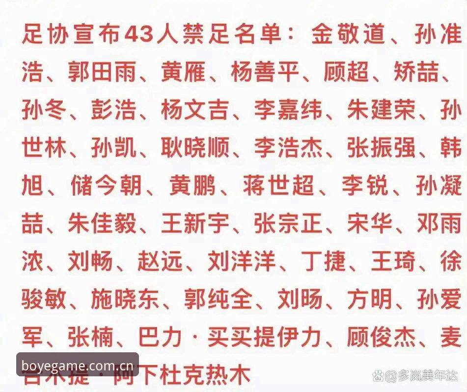 中国足协新一批禁足处罚出炉——5个关键看点带你快速了解事件全貌